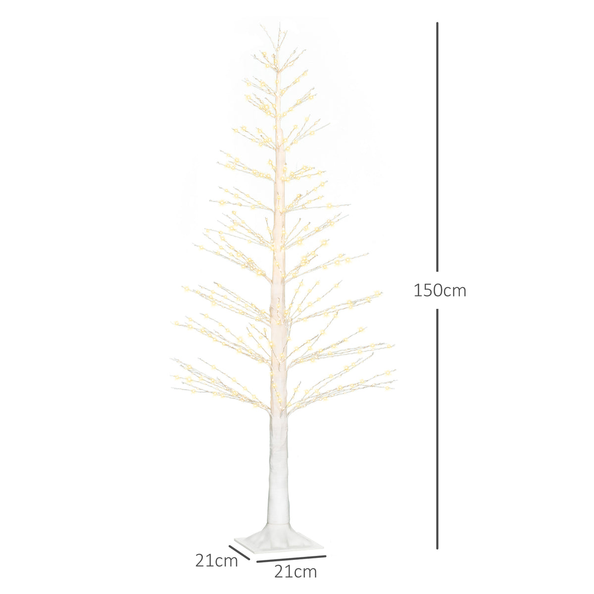 Kunsttanne mit LED-Beleuchtung, 180 cm hoher Weihnachtsbaum, realistische Rinde, Weiß