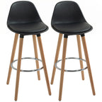 2er-Set Barhocker Barstühle Skandi-Design, Fußtstütze, 43 cm x 43 cm x 91 cm, Natur + Schwarz