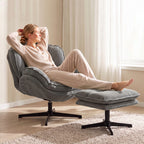 Relaxsessel mit Höhenverstellbaren Hocker, für Wohnzimmer, Grau