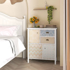 Sideboard, Shabby Chic Kommode, 2 Schubladen, 3 Schrankf?cher, Kiefernholz, 68x34x80cm, Wei?