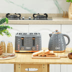 2-in-1 Toaster und Wasserkocher Set, 7 Br?unungsstufen, Auftau- und Aufw?rmfunktion, Grau