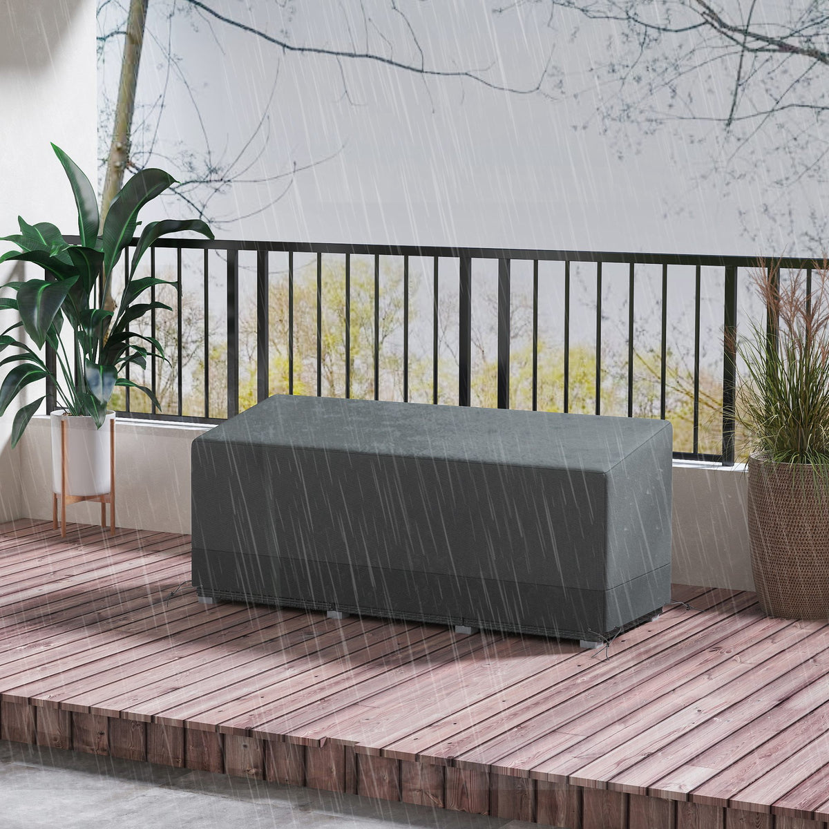 Schutzhülle für Gartenmöbel Winterfest Wasserdicht Abdeckung Anti-UV 600D Oxford Gewebe 190,5 x 72 x 76cm Hellgrau