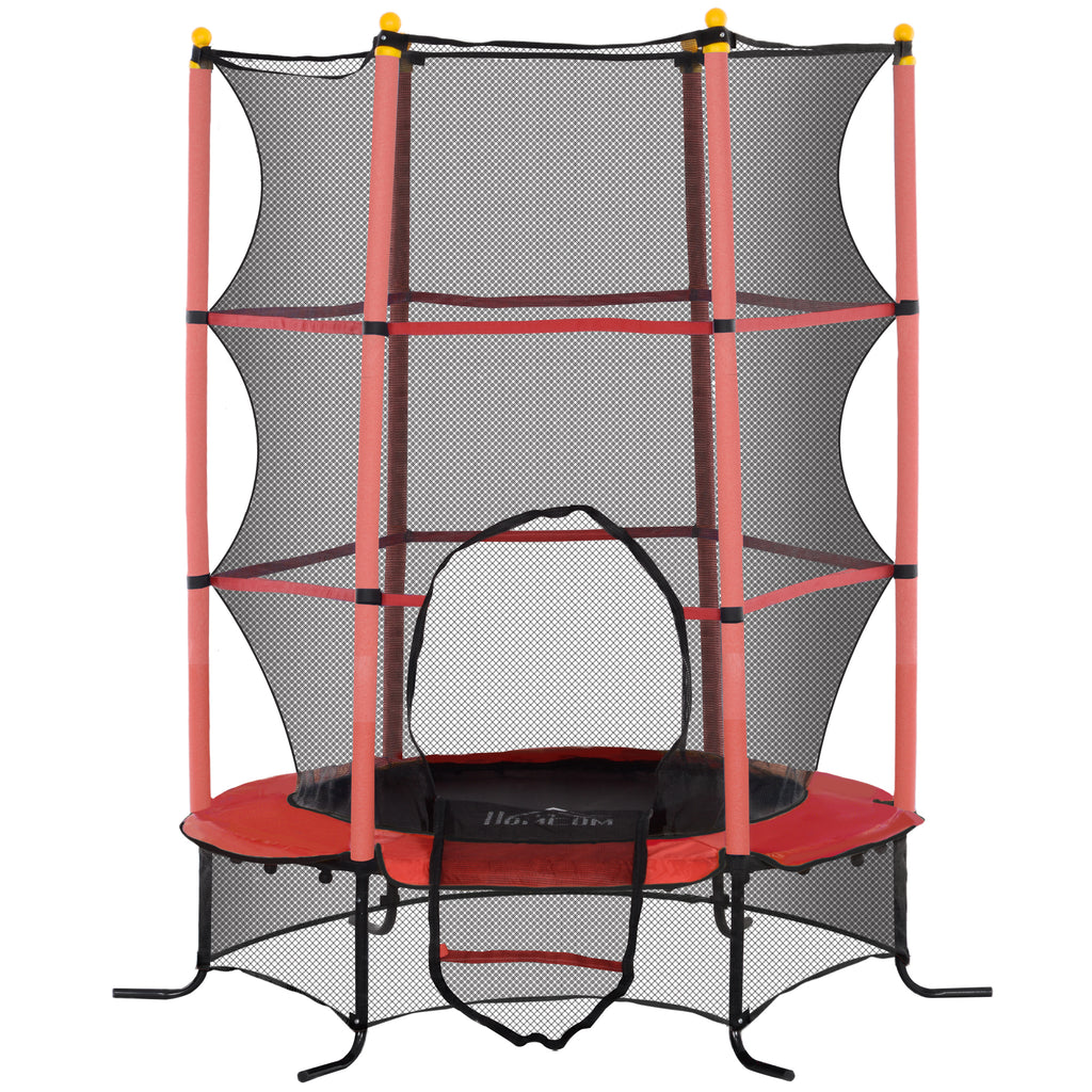 Trampolin f¨¹r Kinder, ?163 cm, mit Sicherheitsnetz, f¨¹r drinnen und drau?en, Belastung bis 50 kg, Stahl, Kunststoff, Rot