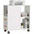 Druckerständer Druckertisch mit Verstellbar Ablage, Rollen für Fax Scanner 60 x 30 x 65 cm Weiß