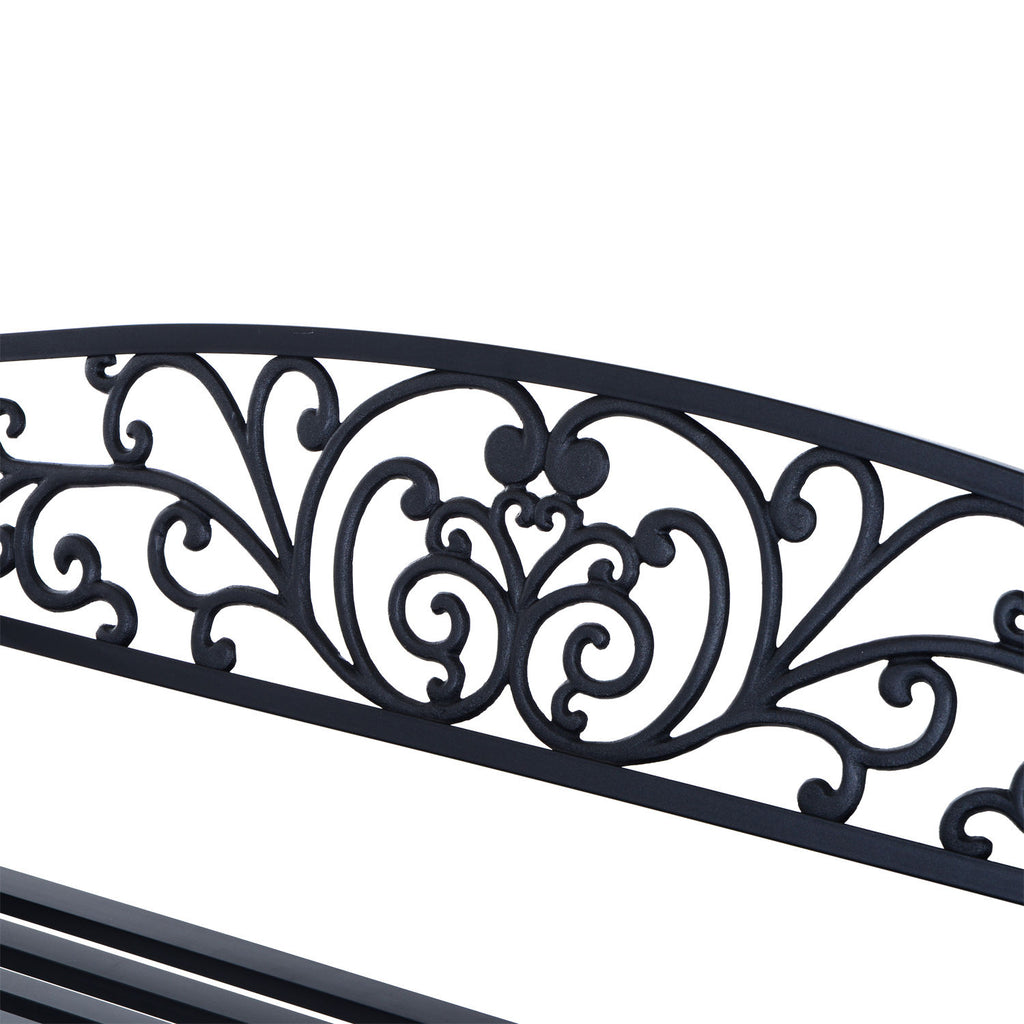 127L x 60W x 85H cm Powder Coated Garden Bench for Patio Backyard, Steel-Black