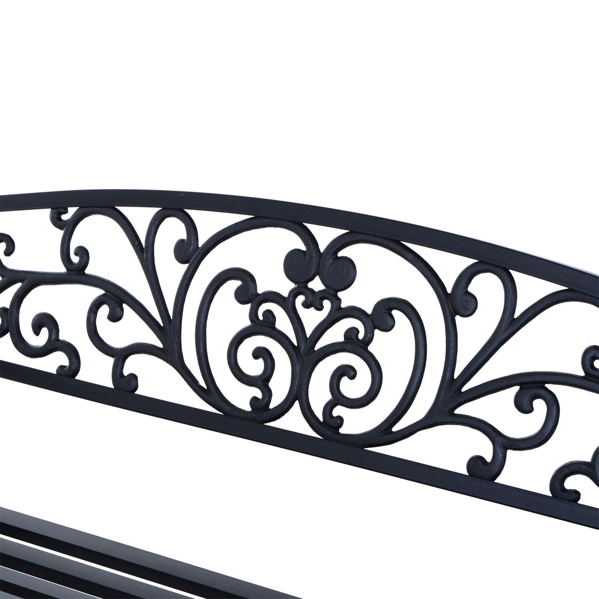 127L x 60W x 85H cm Powder Coated Garden Bench for Patio Backyard, Steel-Black