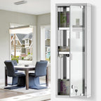 Medizinschrank aus Edelstahl und gehärtete Glastür Arzneischrank zur Medikamenten-Aufbewahrung, Abschließbar Medikamentenschrank mit 3 Fächern, Erste Hilfe Schrank, 20 x 12 x 58 cm, Silber