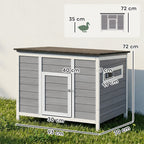 Entenstall wetterfest Entenhaus aus Holz mit herausnehmbar Boden Schiebefenster aufklappbar Asphaltdach 93x70x72cm Grau
