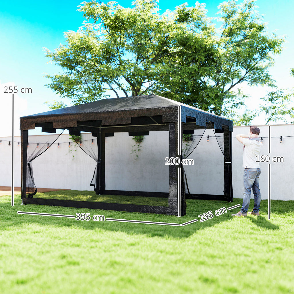 4 x 3 m Party Tent Wedding Gazebo Outdoor Waterproof PE Canopy Shade with Panel