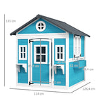 Kinderspielhaus, Holz-Spielhaus f¨¹r Kinder, Outdoor-Gartenspielhaus mit Fenstern, Blument?pfe, 3-8 Jahre, Blau