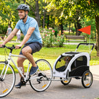 2-in-1 Hundeanhänger für Fahrrad Faltbarer Hundebuggy für kleine & mittelgroße Hunde bis 20 kg, Weiß
