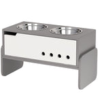 3 Height Adjustable Raised Dog Bowls, Dog Feeding Storage Station w/ Slow Feeder Mat, 2 Stainless Steel Bowls