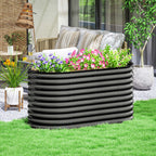 Pflanzk¨¹bel, Metall-Blumenk¨¹bel mit Sicherheitskante und Handschuhen, offener Boden, 160B x 80T x 80H cm, Dunkelgrau