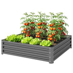 432L Square Raised Garden Bed Box Steel Frame for Vegetables, Flowers and Herbs, 120 x 120 x 30cm, Light Grey