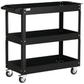 3-stufiger Werkzeugwagen, 4 Rollen, Stahl, 83B x 35,3T x 76H cm, Schwarz