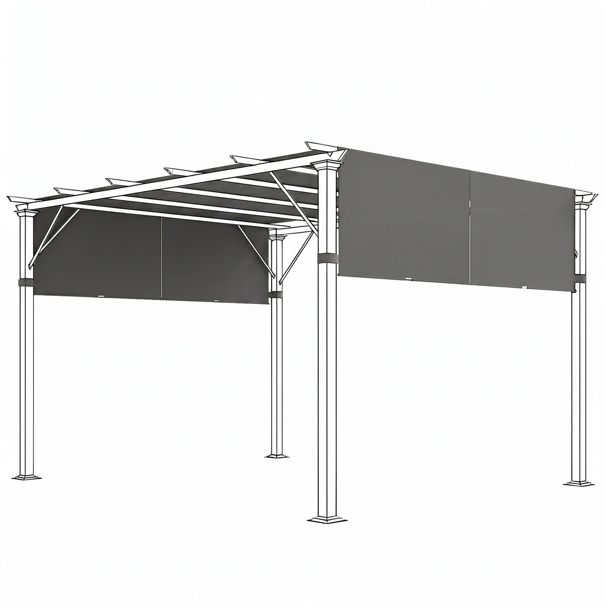 2 Pcs UV Protection Pergola Replacement Canopy, Pergola Shade Cover, Easy to Install, for 3 x 3(m) Pergola, Dark Grey