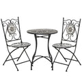 Garten Sitzgruppe für 2 Personen Balkonmöbel Set Mosaiktisch+faltbare Stühle Metall Keramikfliese Mehrfarbig
