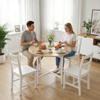 Klappbarer Esstisch, 80 cm Runder Klapptisch mit Stahlrahmen, Platz für 2-4 Personen, Naturholz-Optik