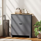 Schuhschrank mit 2 Klappfächern, verstellbar Trennwand für 8-12 Paar Schuhe, 72 x 26 x 80 cm, Dunkelgrau