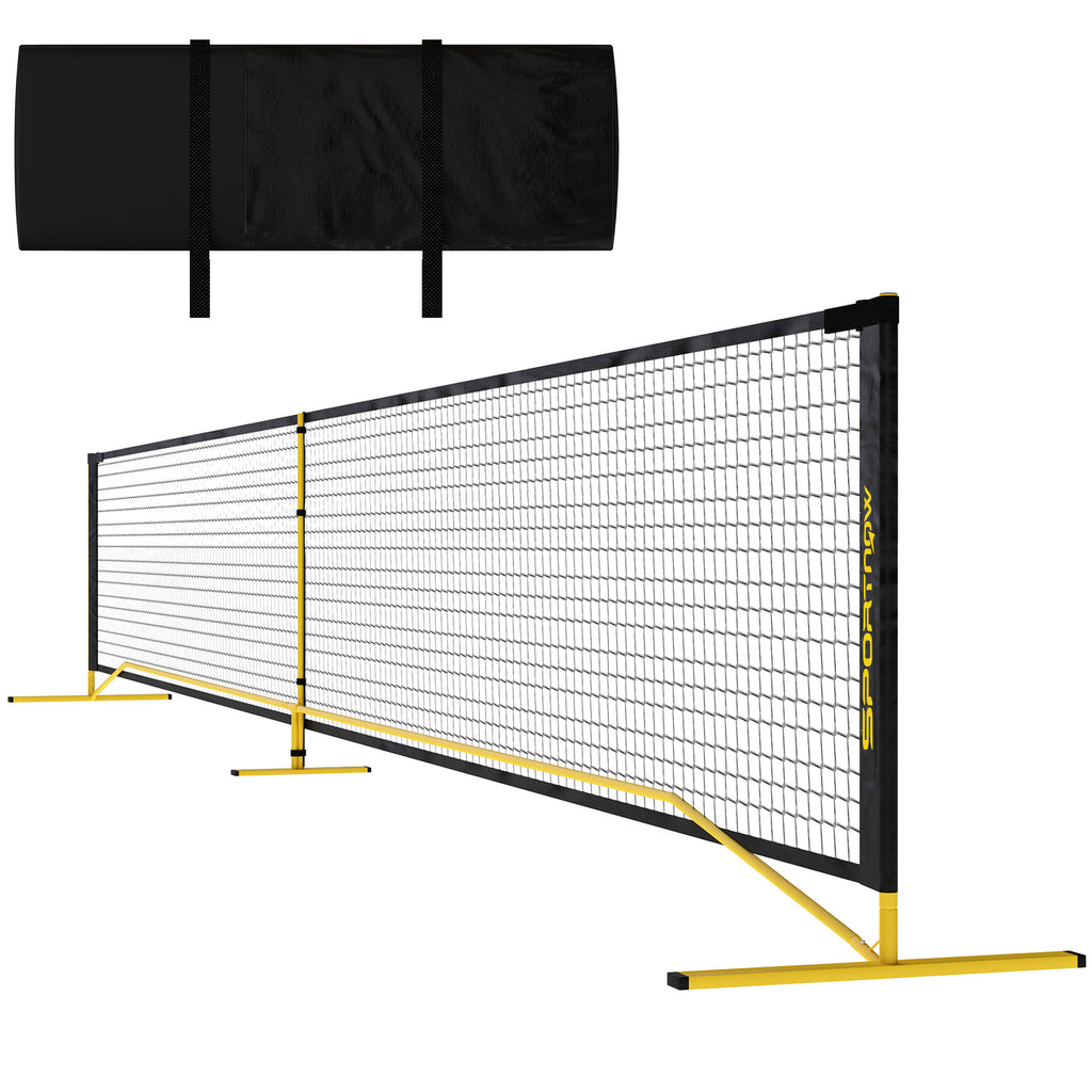 Pickleball-Netz 6,7 m Tragbar mit Tragetasche Metallrahmen Gelb