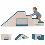 Spielsofa Samt 2-Teiliges Kindersofa aus Schaumstoff Waschbar Modulares Kindercouch für Kinder 0,5 bis 3 Jahre