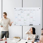 Whiteboard Kalender 90 x 60cm Wandkalender mit Stiftablage Trocken Abwischbar Wochenplaner mit 4 Stifte, Radierer, Monatskalender für Büro Schule Küche Zuhause