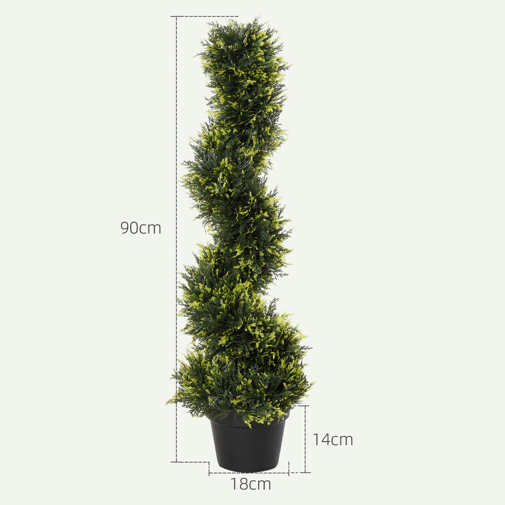 K¨¹nstliche Spiralpflanze, Spiral-Zedernbaum mit Topf, 90 cm, k¨¹nstliche Zeder f¨¹r Au?en- und Innendekoration, Gr¨¹n