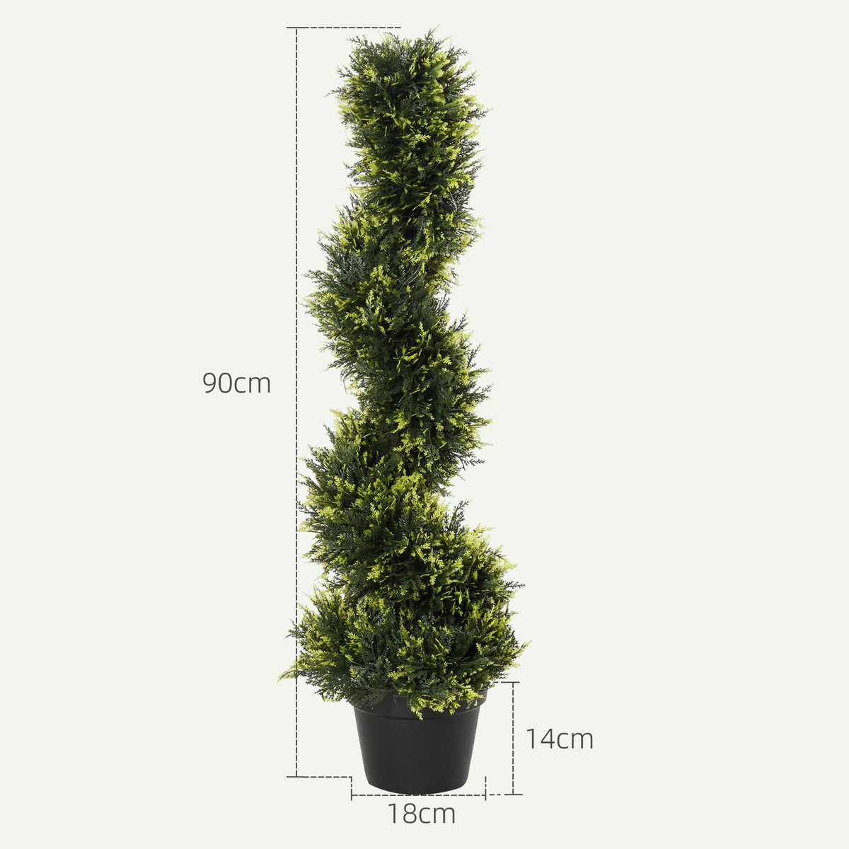 K¨¹nstliche Spiralpflanze, Spiral-Zedernbaum mit Topf, 90 cm, k¨¹nstliche Zeder f¨¹r Au?en- und Innendekoration, Gr¨¹n