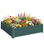 Square Raised Garden Bed Box with Weatherized Steel Frame for Vegetables, Flowers, & Herbs, 120 x 120 x 30cm, Green