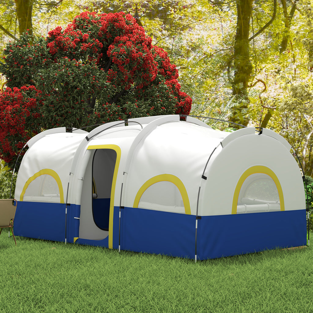 Familien-Campingzelt, 2 Schlafzimmer, zentraler Raum, wasserdicht, Blau