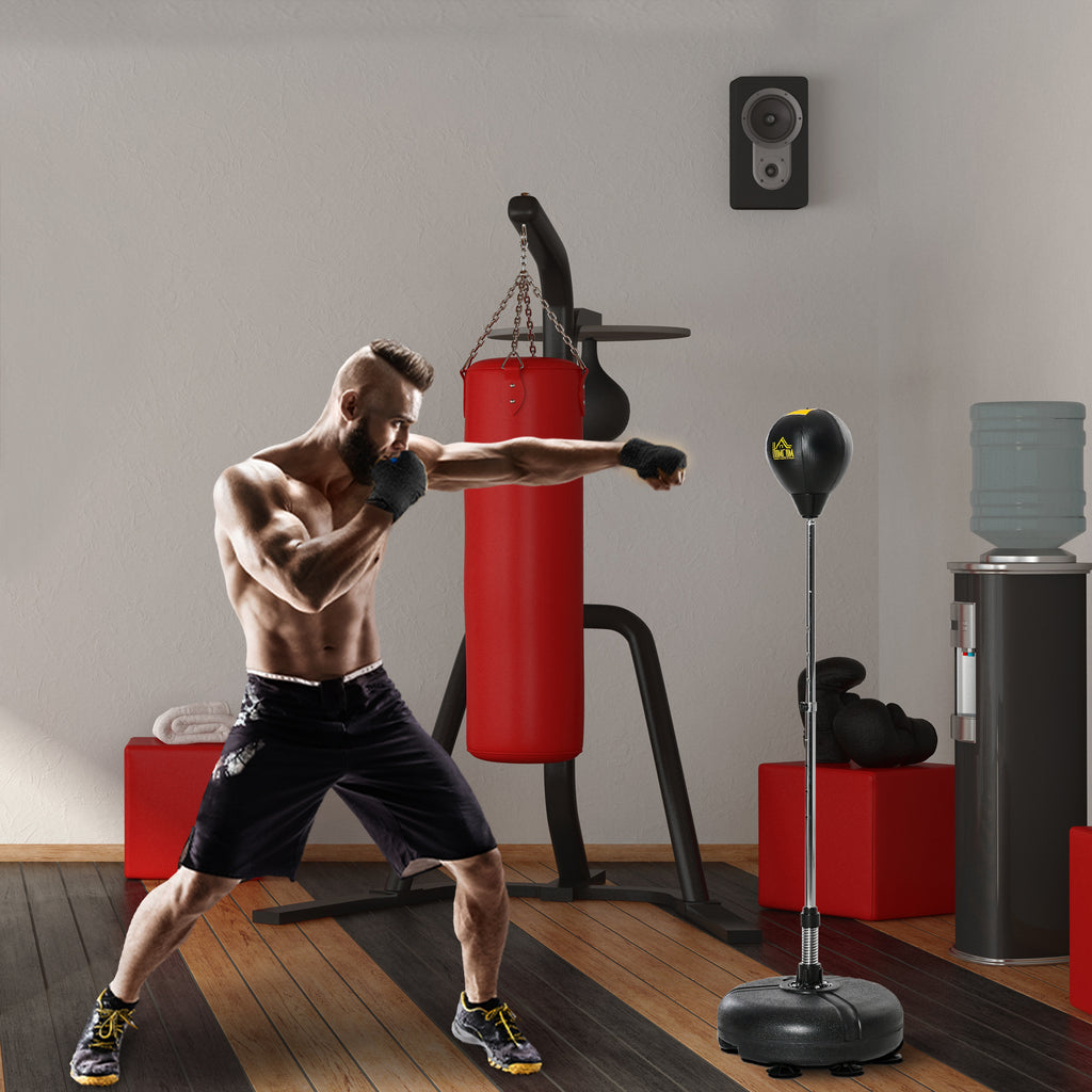 Punching Bag with Stand, 133-151cm Adjustable Height, for Teens, Gold Tone/Black