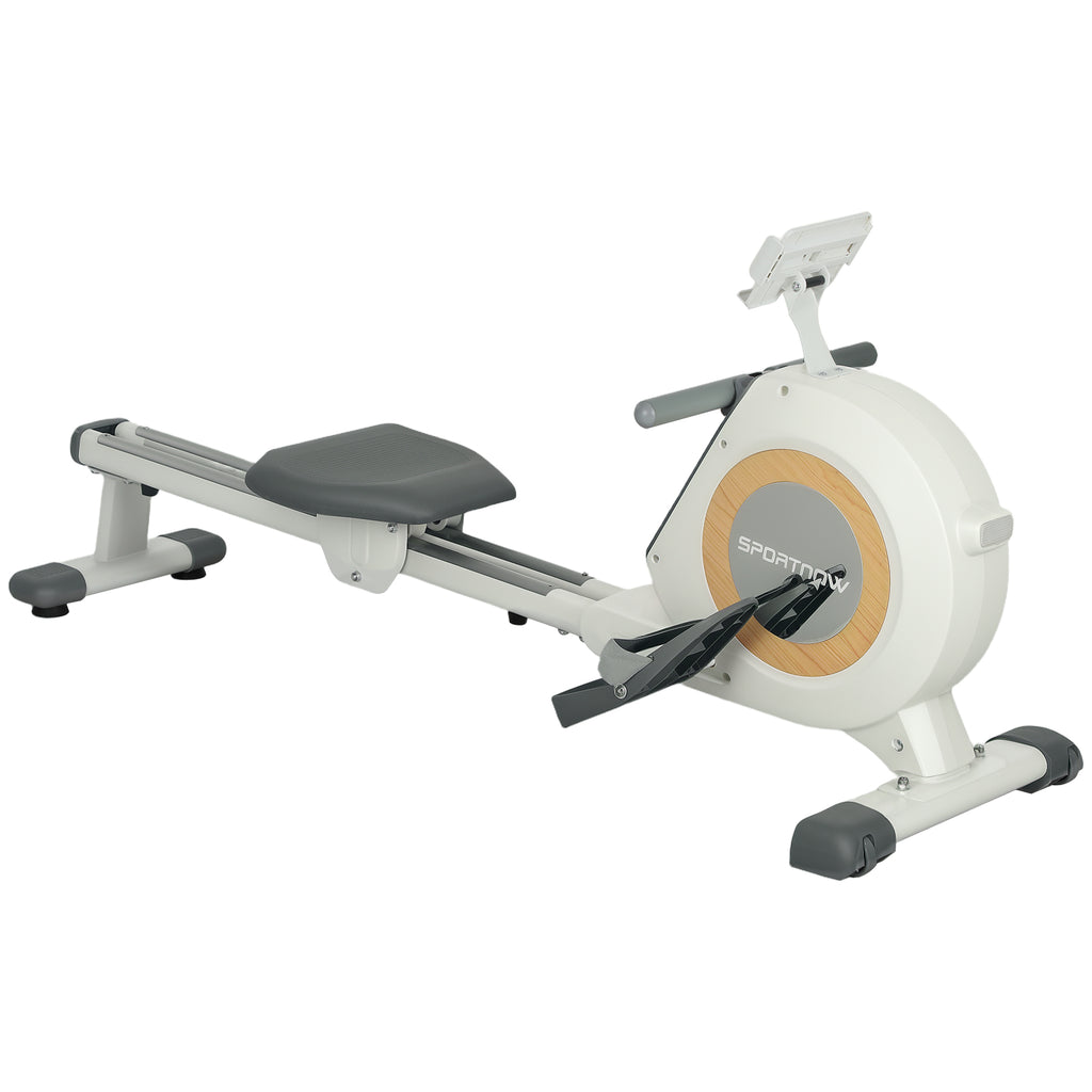 Rowing Machine, 16-Level Magnetic Rower Machine with LCD Monitor and Phone Holder, White