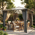 Gartenpavillon ca. 3 x 3 m Metall Pavillon mit 6 mm Polycarbonat-Dach 4 Seitenteile, UV50+ Dunkelgrau