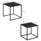Beistelltisch, Couchtisch, Satztisch, 2er-Set, modernes Design, Stahlrahmen, schwarz, 40 x 40 x 40cm