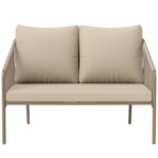 2-Sitzer Rattansofa mit Kissen Loungesofa Sitzgruppe, Wetterfest Couch Beige