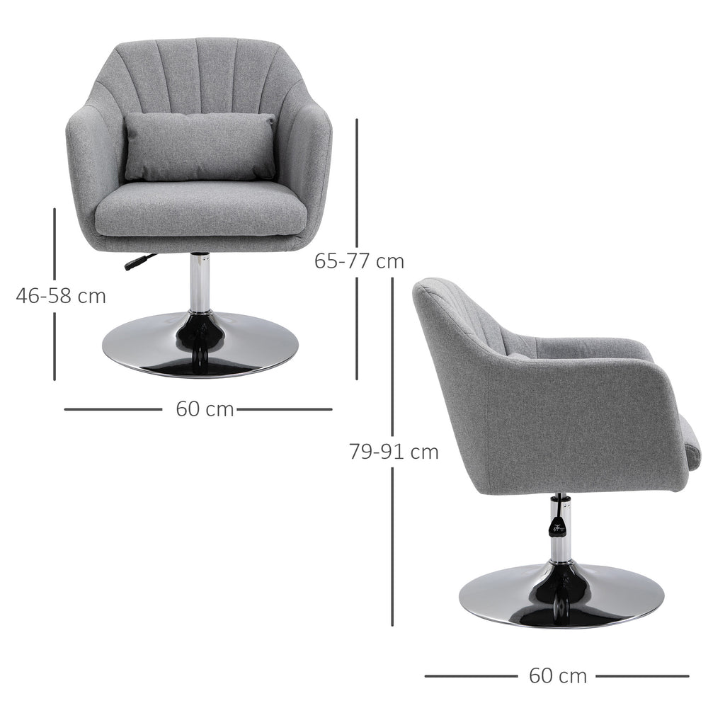 Drehstuhl, höhenverstellbarer Bürostuhl, leinenartiges Polyester, Metall, 60 x 60 x 79-91 cm, Grau