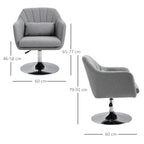 Drehstuhl, höhenverstellbarer Bürostuhl, leinenartiges Polyester, Metall, 60 x 60 x 79-91 cm, Grau