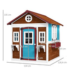 Kinderspielhaus, Holz-Spielhaus f¨¹r Kinder, Outdoor-Gartenspielhaus mit Fenstern, Blument?pfe, 3-8 Jahre, Blau
