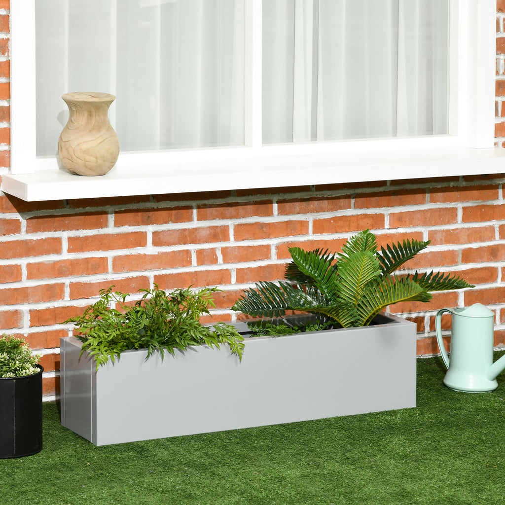 Pflanzk¨¹bel, lackierter Stahl, wetterbest?ndig, 91 cm x 22 cm x 22 cm, Grau