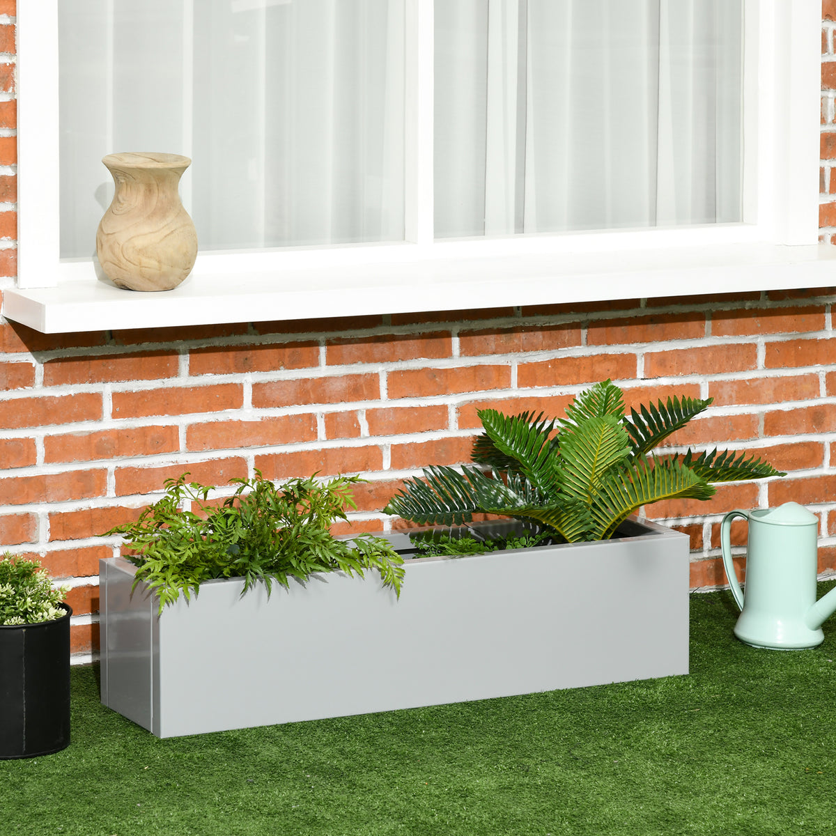 Pflanzk¨¹bel, lackierter Stahl, wetterbest?ndig, 91 cm x 22 cm x 22 cm, Grau