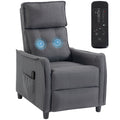 Relaxsessel mit Vibrationsmassage, Leinen-Optik, zurückklappbar mit Federpolsterung, Fußstütze, Grau