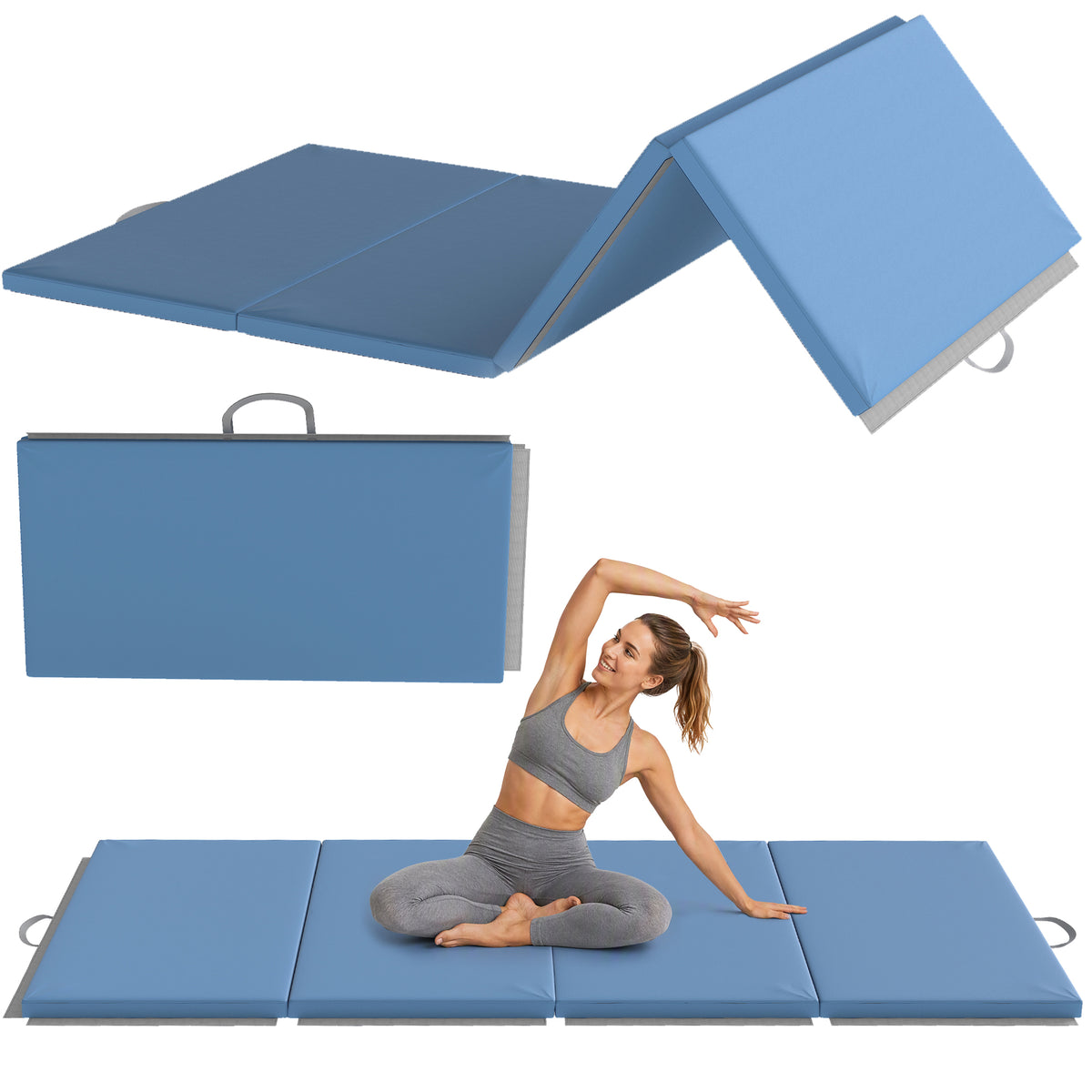 Trainingsmatte Faltbare Fitnessmatte 240 x 120 x 5 cm Hellblau