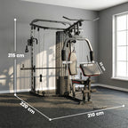 Home Multi Gym Smith Machine with 65kg Weight Stack, Cable Pulley System, Chest Station, Preacher Pad & Leg Developer