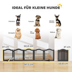 Absperrgitter Hund Freistehendes Schutzgitter mit Füßen, Klappbar Hundegitter, 5 Paneelen, 261,5 x 29,5 x 61 cm, Schwarz