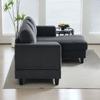 Ecksofa, L-förmiges 3-Sitzer-Sofa mit Chaiselongue, Holzkonstruktion, 8 Beine, Cordstoff, Schaumstoffpolsterung, Grau