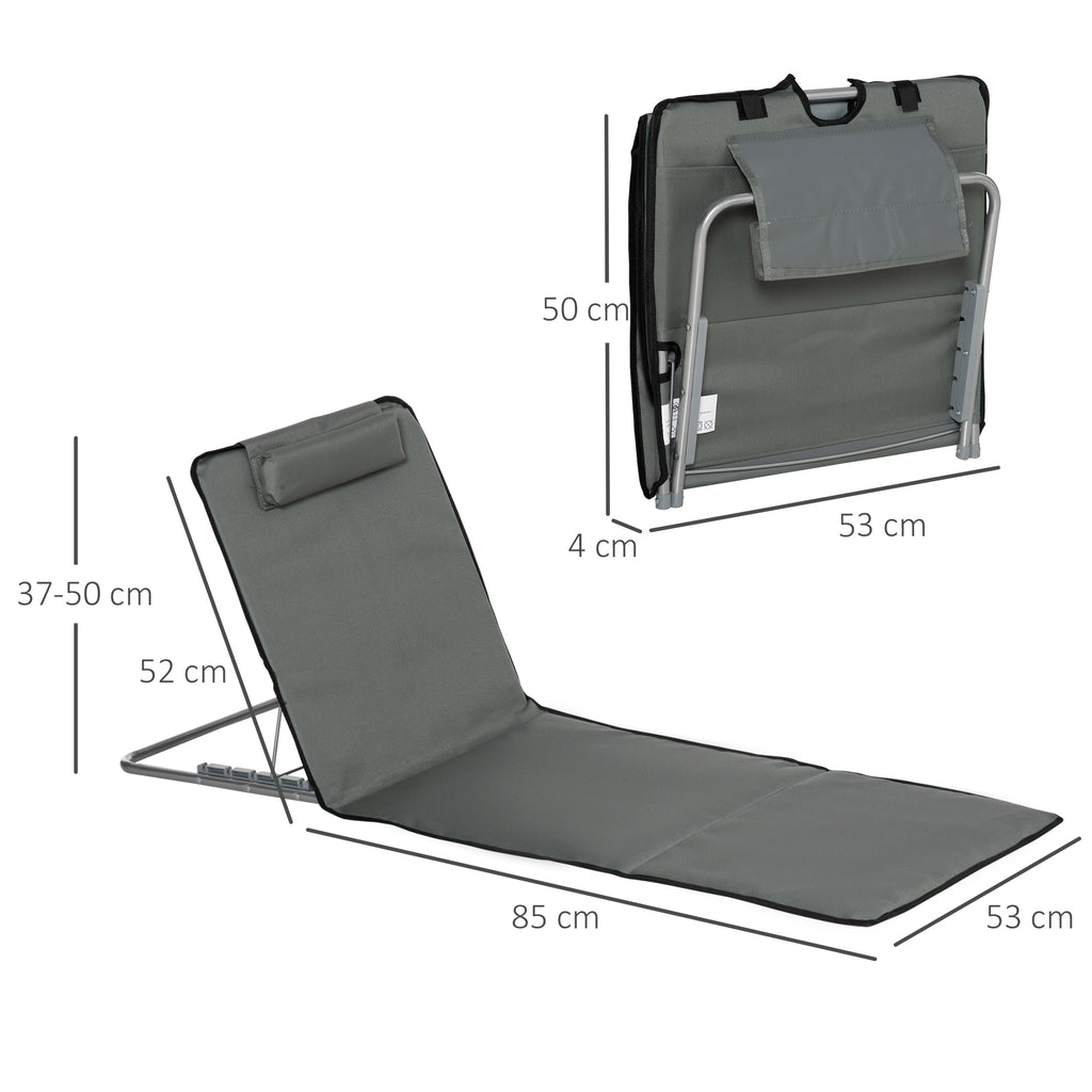 2er-Set Strandmatte, verstellbar, faltbar, 124L x 53B x 37-50H cm, Grau