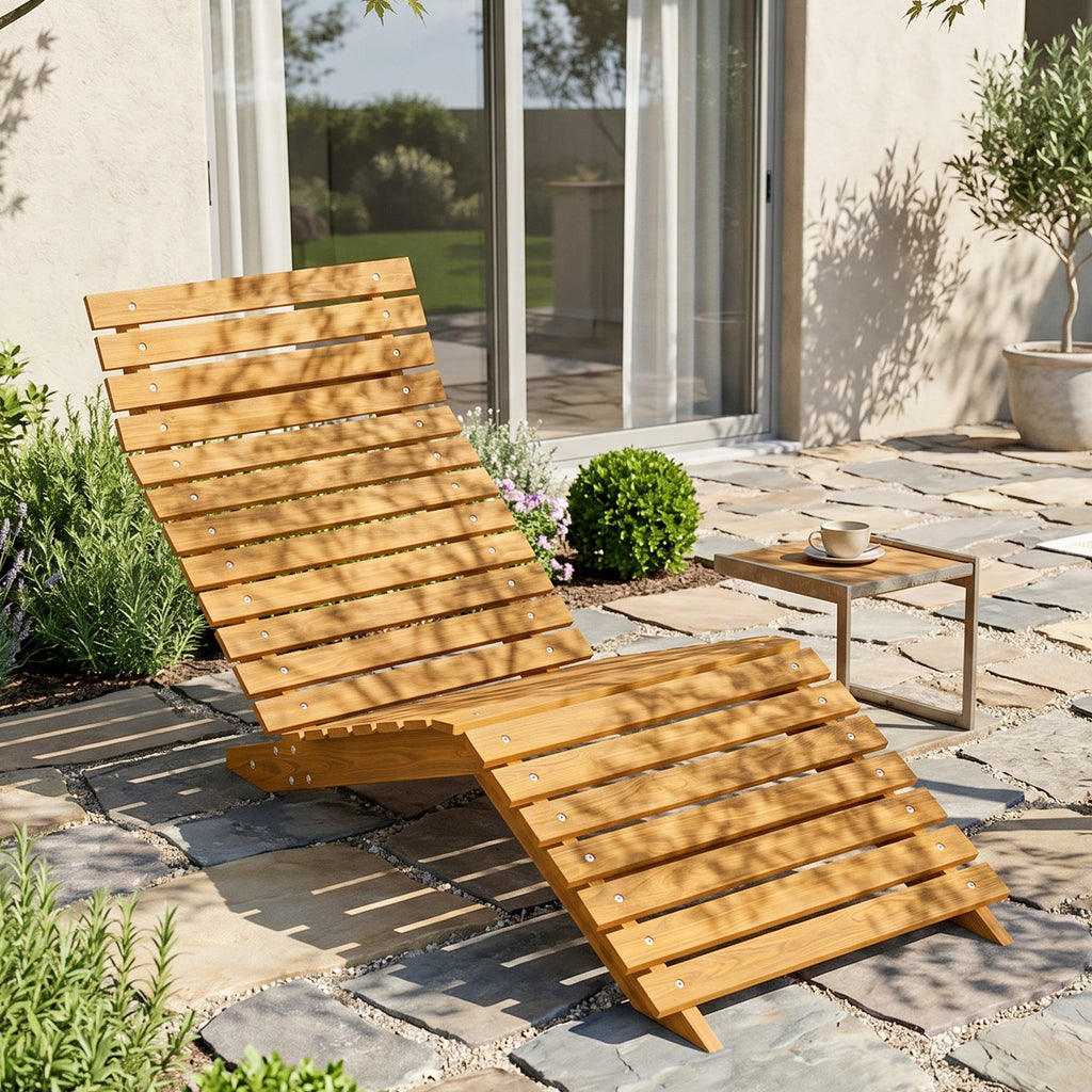 Gartenliege, Sonnenliege, Massivholz, Braun, 66 x 170 x 77 cm