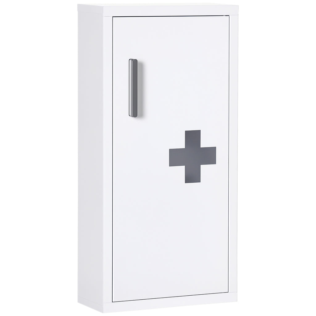 Medizinschrank, 3 Innenf?cher, Magnetverschluss, Kreuzsymbol, Stahlgeh?use, wei?, 30 x 12 x 60 cm