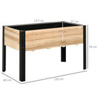 Hochbeet Pflanzkasten Blumenkasten Blumentopf Kr?uterbeet mit Vliesstoff Massivholz Stahl Natur+Schwarz 120 x 60 x 74 cm