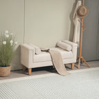 Polsterbank, Vintage-Design, 2 Kissen, Chenillebezug, 115 x 44 x 58 cm, Beige